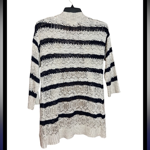 Pink Rose Striped Open-Front Cardigan Sweater Size Large - Picture 2 of 5